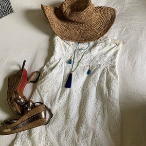 Strapless Eyelet Summer Dress with Pockets